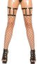 Leather leg garters with D-ring and spiked conical stud details. Back is elastic and adjustable for a correct fit. Garter straps are elastic but are not adjustable. Pair.