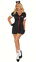 After Dark Nurse costume includes short sleeve mini dress with v neckline, collar, medical cross patches and zipper front. Head piece and gloves also included. Three piece set.