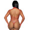 Wide fence net long sleeve bodysuit with fishnet collar and open back.