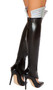 Wet look thigh high space girl leggings with iridescent silver ribbed tops and back zipper.