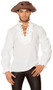 Men's long sleeve pirate style shirt with ruffled sleeves and collar, and lace up detail.
