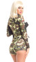 Commander Cutie costume includes camouflage long sleeve zip front jumper and shoulder holster. Two piece set.