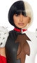 Two-toned black and white bob style wig. Short and straight with bangs.