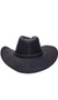 Faux suede cowboy costume hat features a rope band detail, gold vents on each side, and attached adjustable rope chin strap.