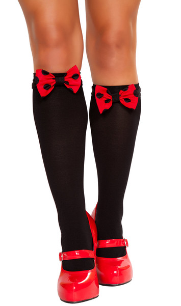Polka dot bow topper for stockings.