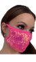 Iridescent sequin face mask with metallic straps. Elastic straps go around the back of the head to avoid discomfort to your ears. Straps do not tie, you just pull the mask down over your head for a snug fit. Double layered, the inside is cloth lined. Made in the USA.