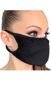 Stretch Lycra face mask with elastic straps that go around the back of the head to avoid discomfort to your ears. Straps do not tie, you just pull the mask down over your head for a snug fit. Double layered. Made in the USA.