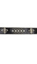 Rhinestone studded belt with large buckle, ball chain trim and Fleur de Lis symbol.