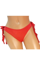 Stretch booty shorts with decorative bows on sides.