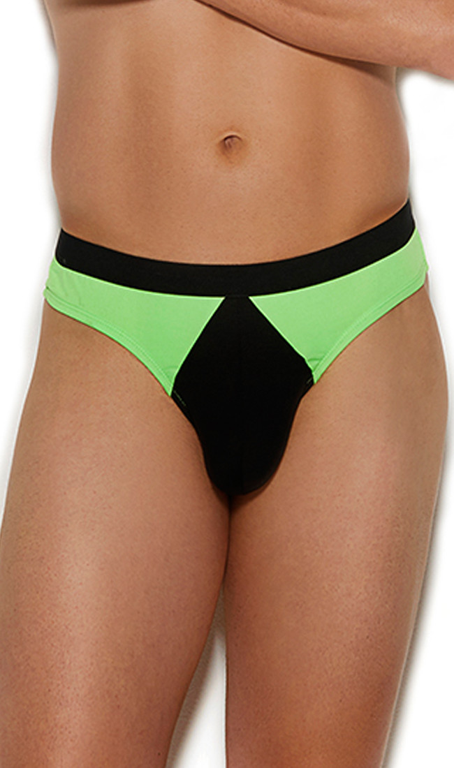 Neon Green Black Trim Thong
