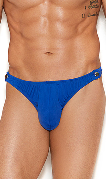 Men's thong with snap closure on both sides.