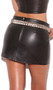 Leather pencil mini skirt with back zipper and snap closure.