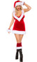 Christmas Night Santa costume includes sleeveless velvet mini dress with faux fur trim, v neckline and wide shoulder straps. One piece set.