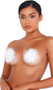 Self adhesive pasties with soft, fluffy marabou feather detail. Two per package.