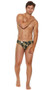 Men's camouflage print thong back brief.