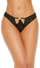 Cut out lace thong with O ring details and strappy back.