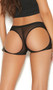 Mesh low rise butt lifter shorts with scalloped trim on waist. Front half is lined so it is not see through, back half is unlined and sheer.