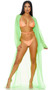 Tahiti Kimono features a sheer mesh full length swim coverup with flowing open front and long wide sleeves.