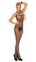 Seamless fishnet bodystocking with open crotch and criss cross back.