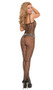 Seamless Lycra crochet bodystocking with spaghetti straps and open crotch.