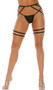 Studded waist belt with triple V straps on each side, and attached double strap garters on each leg. Pull on style.