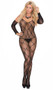Bow pattern lace open crotch bodystocking with gloves arm sleeves.