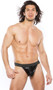 Men's wet look thong with lace up front. Elastic waist and back.