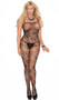 Rose lace bodystocking with spaghetti straps and open crotch.