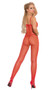 Seamless fishnet bodystocking with open crotch.