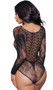 Long sleeve sheer net teddy with hearts and flowers and design.