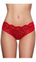 Mid rise lace panty with brief cut, scalloped trim and cotton lined crotch.