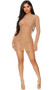 Long sleeve sheer mesh cover up mini dress with high neckline and pullover closure.