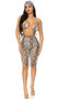 Sheer mesh cover up biker style shorts with reptile snake print, high waist and pullover closure.