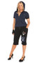 Miranda Rights police officer costume includes short sleeve zip front hoodie, capris, pleated mini skirt, fingerless gloves and handcuff purse. Five piece set.
