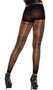 Crochet footless pantyhose with cut out slashed design, double vertical striped pattern, and semi-opaque shorts.