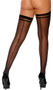 Sheer thigh highs with back seam and striped tops.