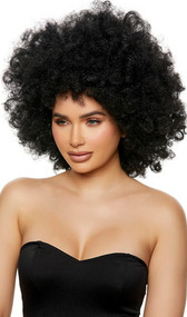 Black afro style wig with curls. Unisex synthetic wig.