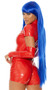 Long bright blue straight wig with bangs. Unisex synthetic wig.