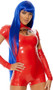 Long bright blue straight wig with bangs. Unisex synthetic wig.