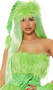 Long light green straight wig with center part. Unisex synthetic wig.