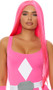 Long pink straight wig with center part. Unisex synthetic wig.