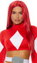 Long red straight wig with center part. Unisex synthetic wig.