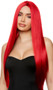 Long red straight wig with center part. Unisex synthetic wig.