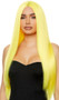 Long bright yellow straight wig with center part. Unisex synthetic wig.