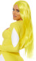 Long bright yellow straight wig with center part. Unisex synthetic wig.