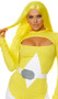 Long bright yellow straight wig with center part. Unisex synthetic wig.