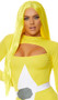 Long bright yellow straight wig with center part. Unisex synthetic wig.