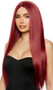 Long burgundy straight wig with center part. Unisex synthetic wig.