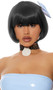 Black bob style wig with bangs. Unisex synthetic wig.