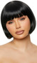 Black bob style wig with bangs. Unisex synthetic wig.